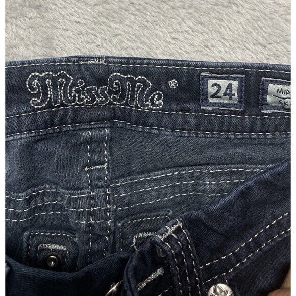 Miss Me Mid-Rise Skinny Women’s Rhinestone Embellished Jeans Size 24 - Picture 7 of 10